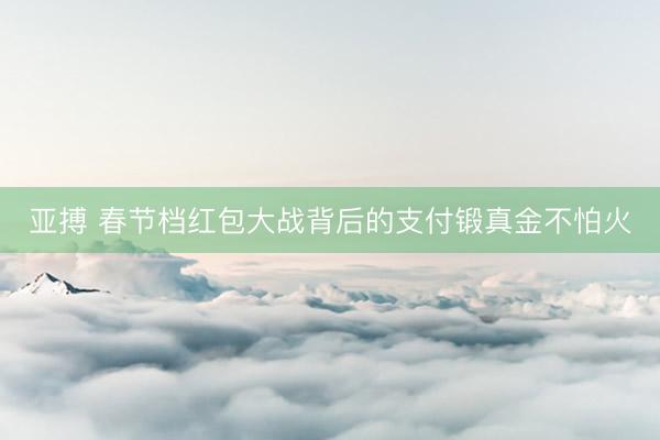 亚搏 春节档红包大战背后的支付锻真金不怕火