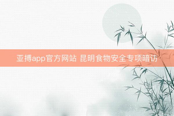 亚搏app官方网站 昆明食物安全专项暗访