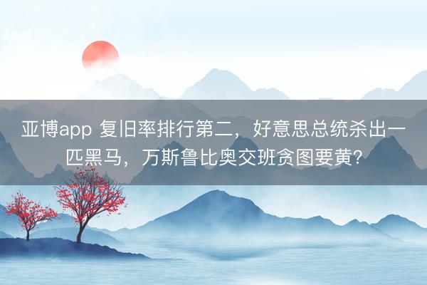 亚博app 复旧率排行第二,好意思总统杀出一匹黑马,万斯鲁比奥交班贪图要黄?
