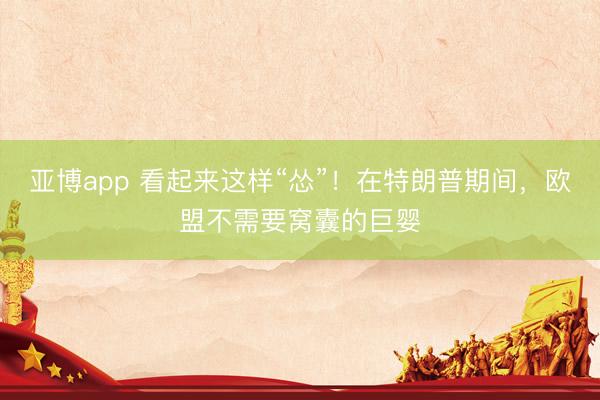亚博app 看起来这样“怂”!在特朗普期间,欧盟不需要窝囊的巨婴