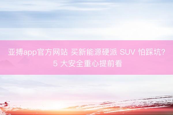 亚搏app官方网站 买新能源硬派 SUV 怕踩坑? 5 大安全重心提前看