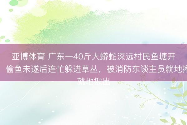 亚博体育 广东一40斤大蟒蛇深远村民鱼塘开餐,偷鱼未遂后连忙躲进草丛,被消防东谈主员就地揪出