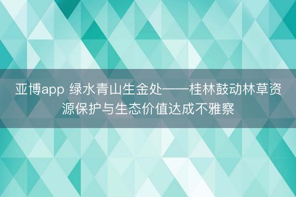 亚博app 绿水青山生金处——桂林鼓动林草资源保护与生态价值达成不雅察