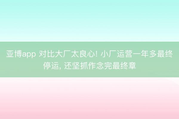 亚博app 对比大厂太良心! 小厂运营一年多最终停运, 还坚抓作念完最终章