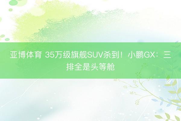 亚博体育 35万级旗舰SUV杀到！小鹏GX：三排全是头等舱