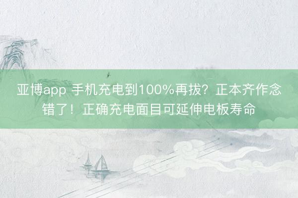 亚博app 手机充电到100%再拔？正本齐作念错了！正确充电面目可延伸电板寿命