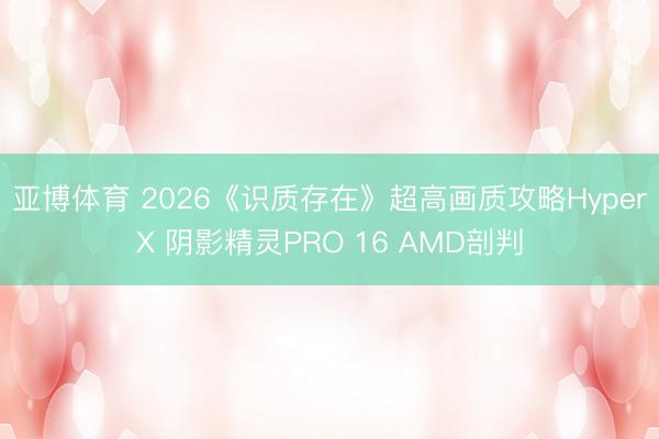 亚博体育 2026《识质存在》超高画质攻略HyperX 阴影精灵PRO 16 AMD剖判