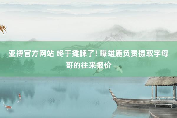 亚搏官方网站 终于摊牌了! 曝雄鹿负责摄取字母哥的往来报价