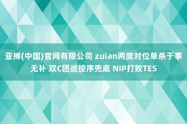 亚搏(中国)官网有限公司 zuian两度对位单杀于事无补 双C团战按序兜底 NIP打败TES