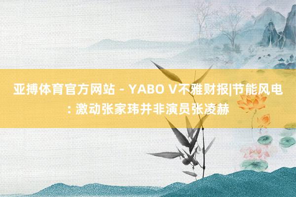 亚搏体育官方网站 - YABO V不雅财报|节能风电: 激动张家玮并非演员张凌赫