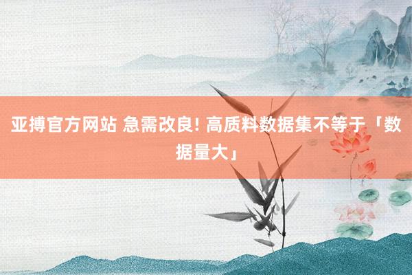 亚搏官方网站 急需改良! 高质料数据集不等于「数据量大」