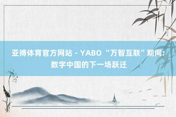 亚搏体育官方网站 - YABO “万智互联”期间: 数字中国的下一场跃迁