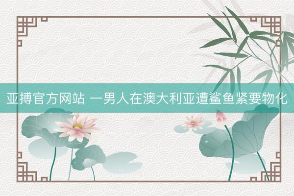 亚搏官方网站 一男人在澳大利亚遭鲨鱼紧要物化
