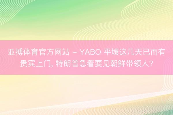 亚搏体育官方网站 - YABO 平壤这几天已而有贵宾上门， 特朗普急着要见朝鲜带领人?