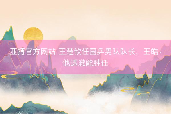 亚搏官方网站 王楚钦任国乒男队队长，王皓：他透澈能胜任