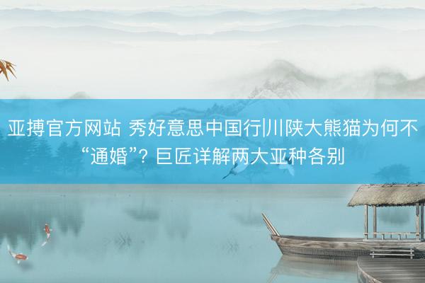 亚搏官方网站 秀好意思中国行|川陕大熊猫为何不“通婚”? 巨匠详解两大亚种各别