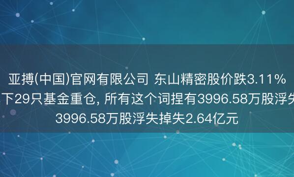 亚搏(中国)官网有限公司 东山精密股价跌3.11%， 易方达基金旗下29只基金重仓， 所有这个词捏有3996.58万股浮失掉失2.64亿元