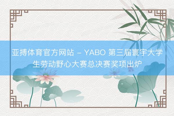 亚搏体育官方网站 - YABO 第三届寰宇大学生劳动野心大赛总决赛奖项出炉