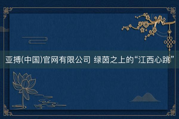 亚搏(中国)官网有限公司 绿茵之上的“江西心跳”
