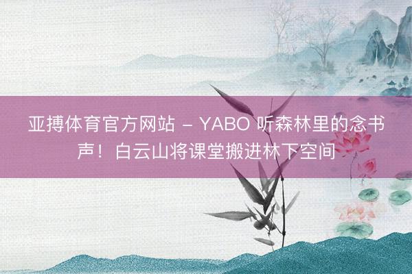 亚搏体育官方网站 - YABO 听森林里的念书声！白云山将课堂搬进林下空间