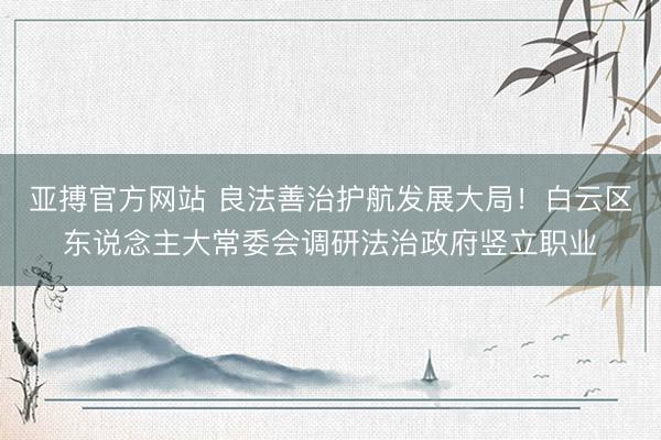 亚搏官方网站 良法善治护航发展大局！白云区东说念主大常委会调研法治政府竖立职业